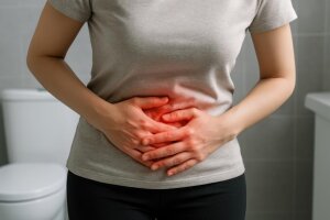   Auch zwischen Entzündungsschüben leiden Betroffene chronisch-entzündlicher Darmerkrankungen häufig unter Bauchschmerz und anderen Symptomen. (c) Adobe Stock, Boke (KI-generiert) 